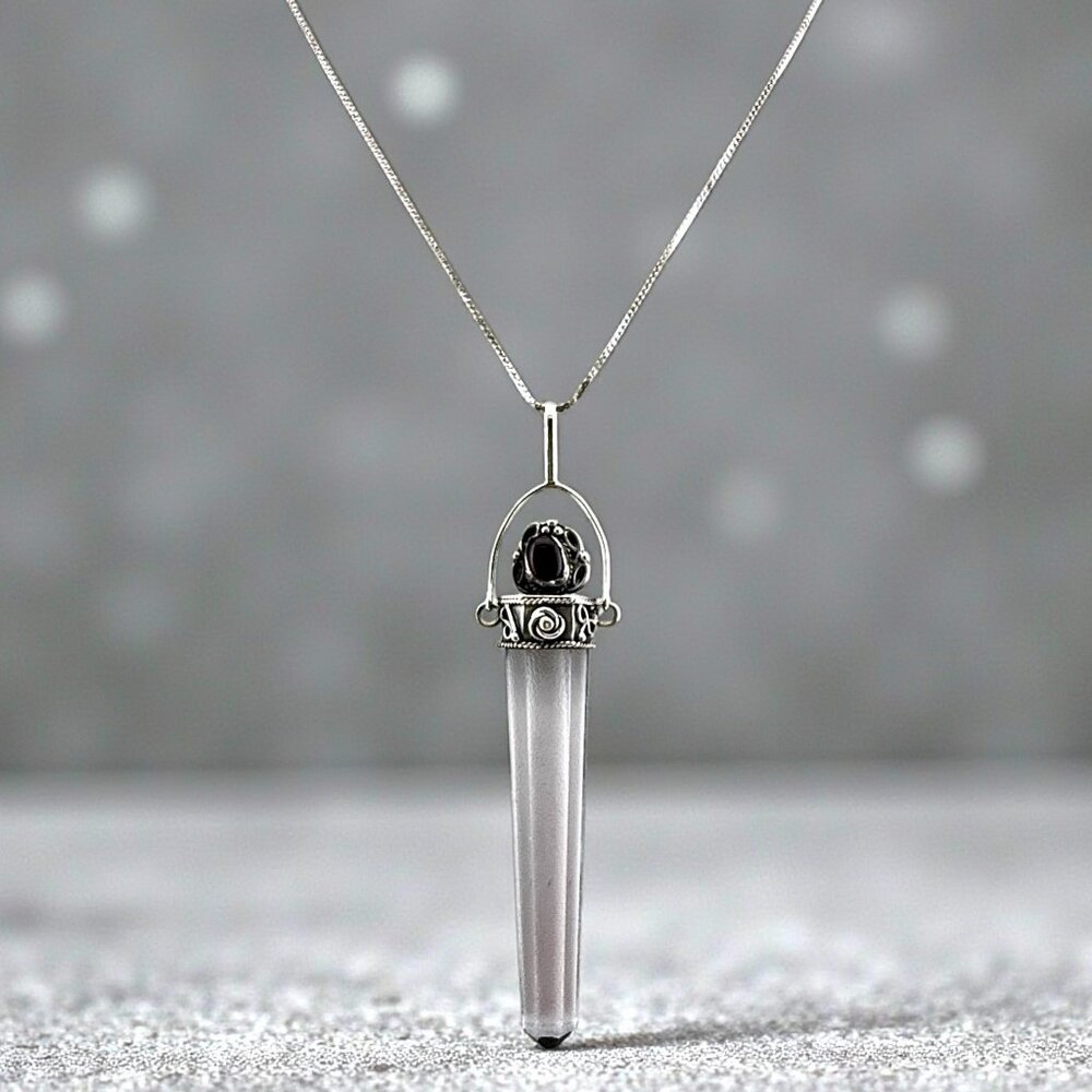 Vintage Sterling Sword Pendant Quartz